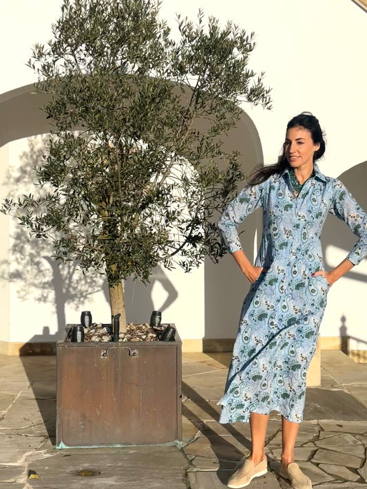 Hemdblusenkleid Paisley blue