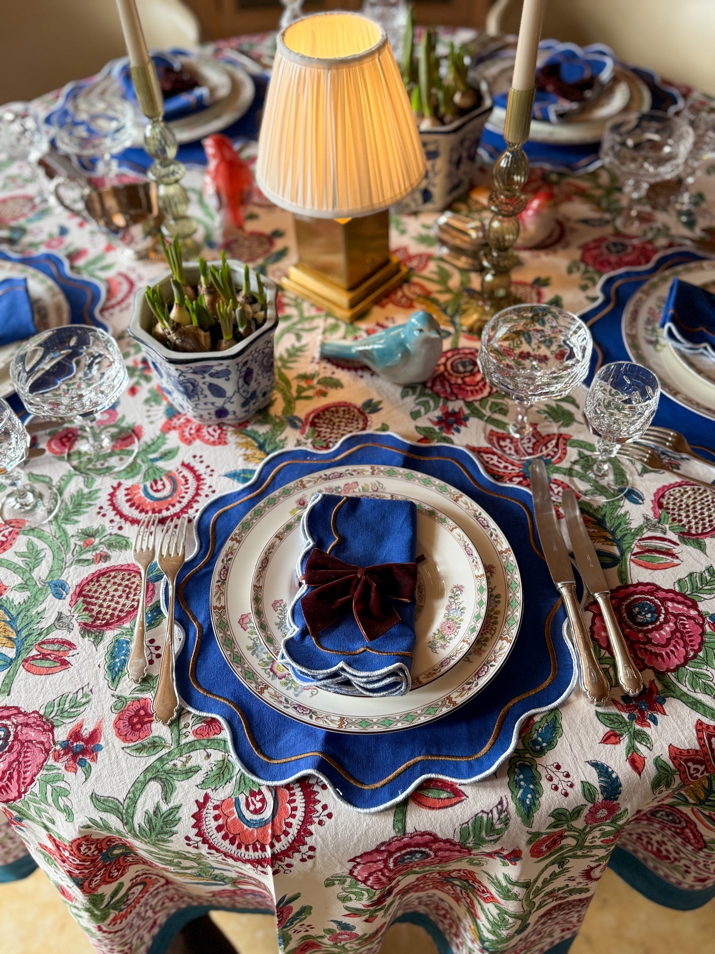Gardenia Rot & Blau Tischdecke