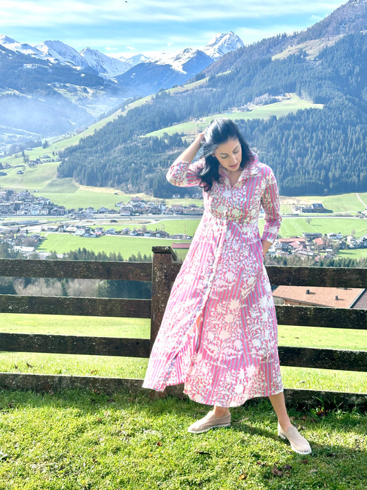 Hemdblusenkleid Streifenblüte