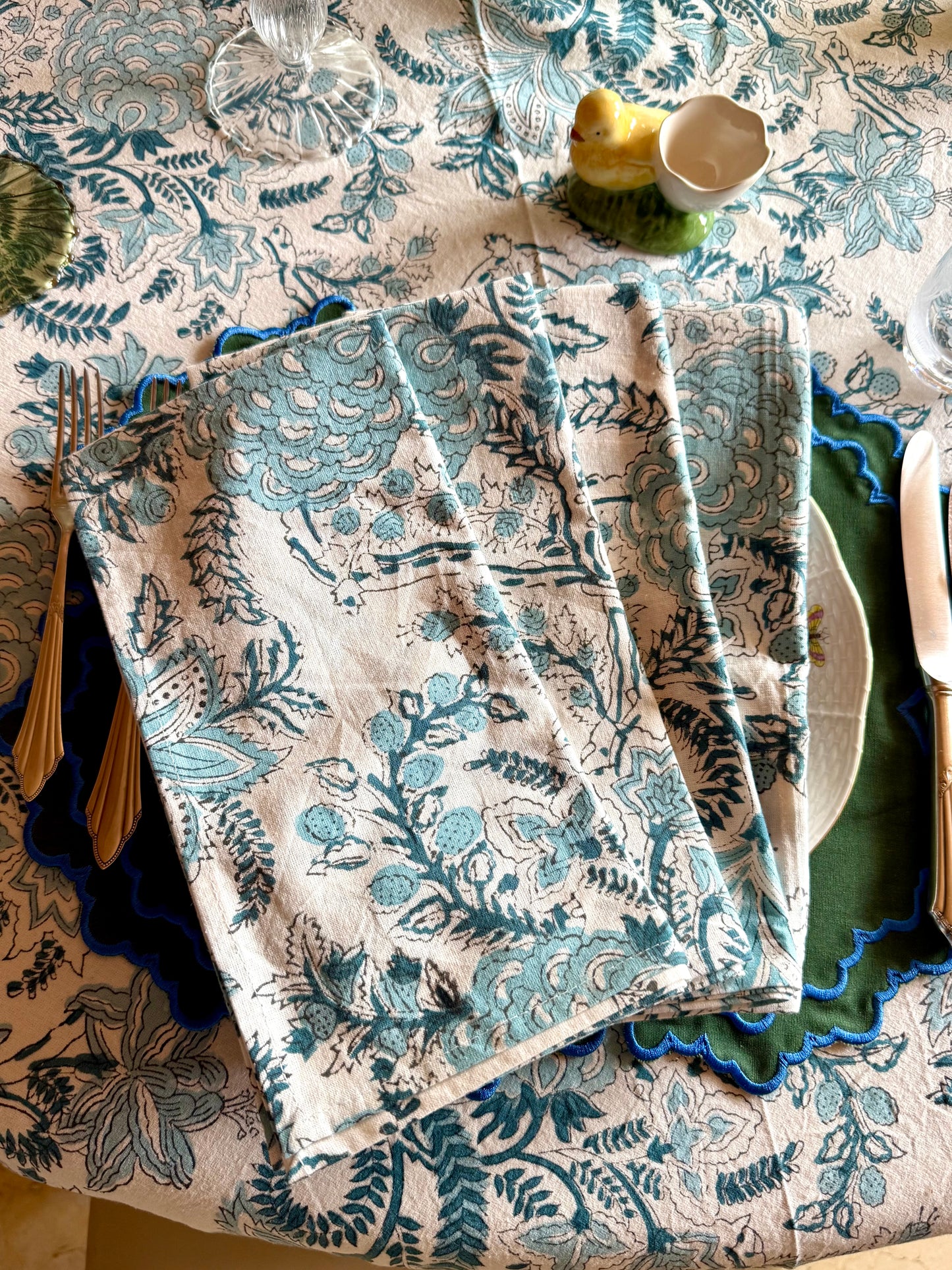 Gardenflowers blau & weiss  Servietten - 4er Set