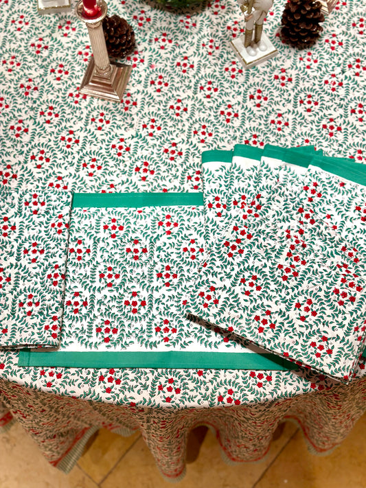 Weihnachtsblüten Tischsets - 6 Sets mit Servietten