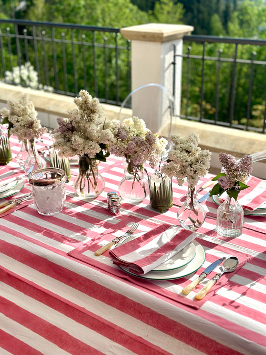 Blockstreifen Himbeere Tischdecke