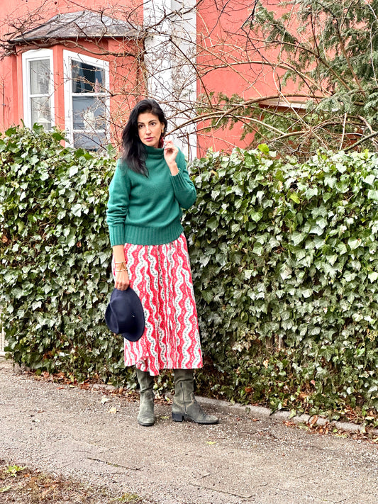 Hemdblusenkleid Blütenranke rot