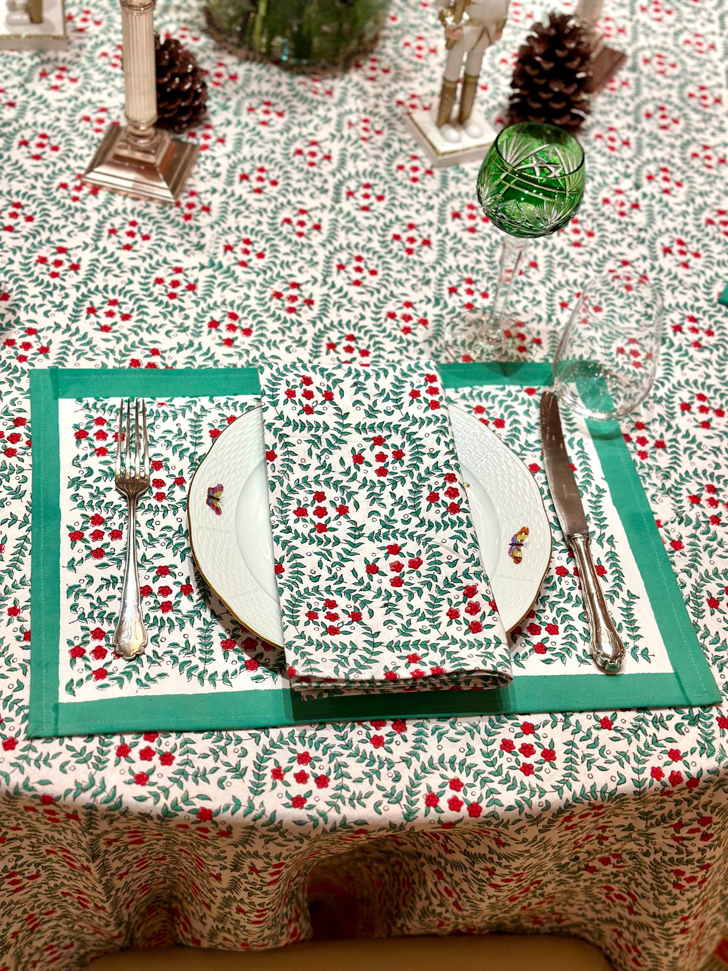 Weihnachtsblüten Tischsets - 6 Sets mit Servietten