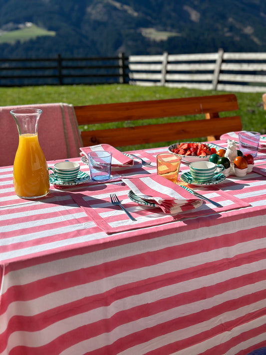 Blockstreifen Himbeere Tischdecke