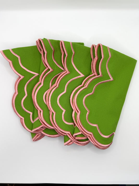 Máxima Grün & Pink Servietten - 4er Set