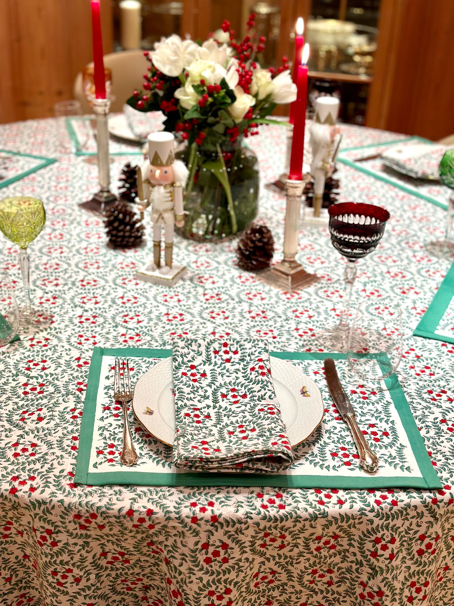 Weihnachtsblüten Tischsets - 6 Sets mit Servietten
