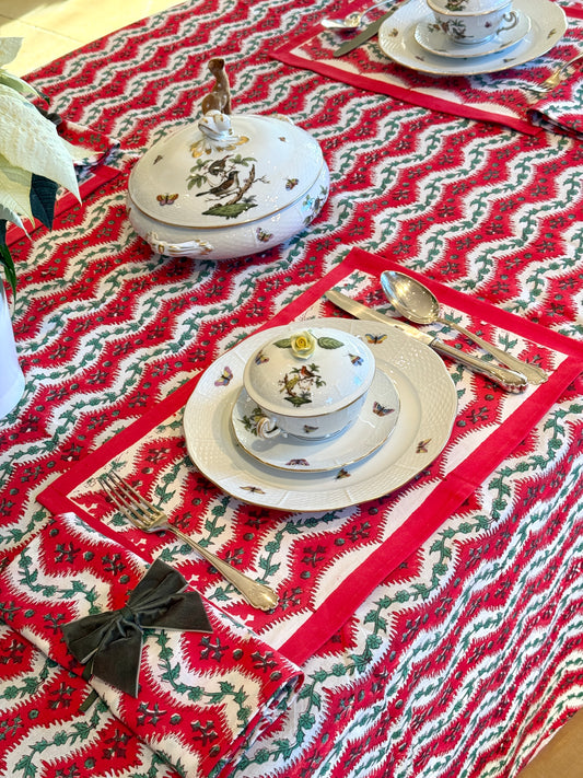 Weihnachtsstreifen Tischsets - 6 Sets mit Servietten