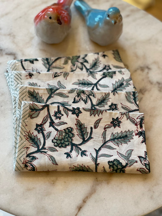 Winterblüte grün Servietten - 4er Set