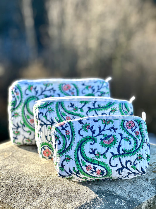 Beauty Bags - 3er Set Paisley grün